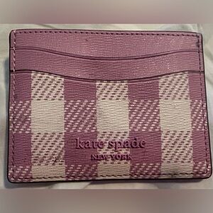 Kate Spade Morgan Gingham Field Card Holder - berry creme - barely used